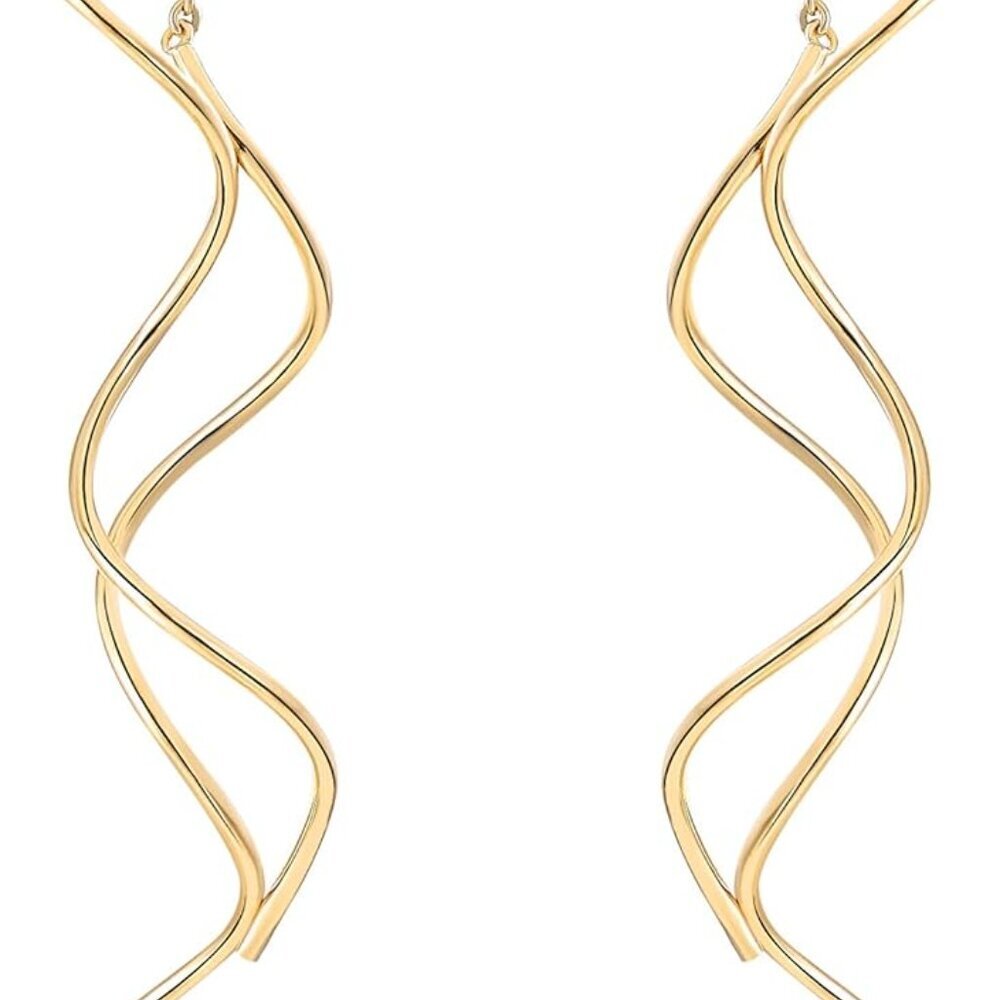 Fresh Style Exquisite Threader Dangle Earrings Curve Twist Shape for Women's Gif